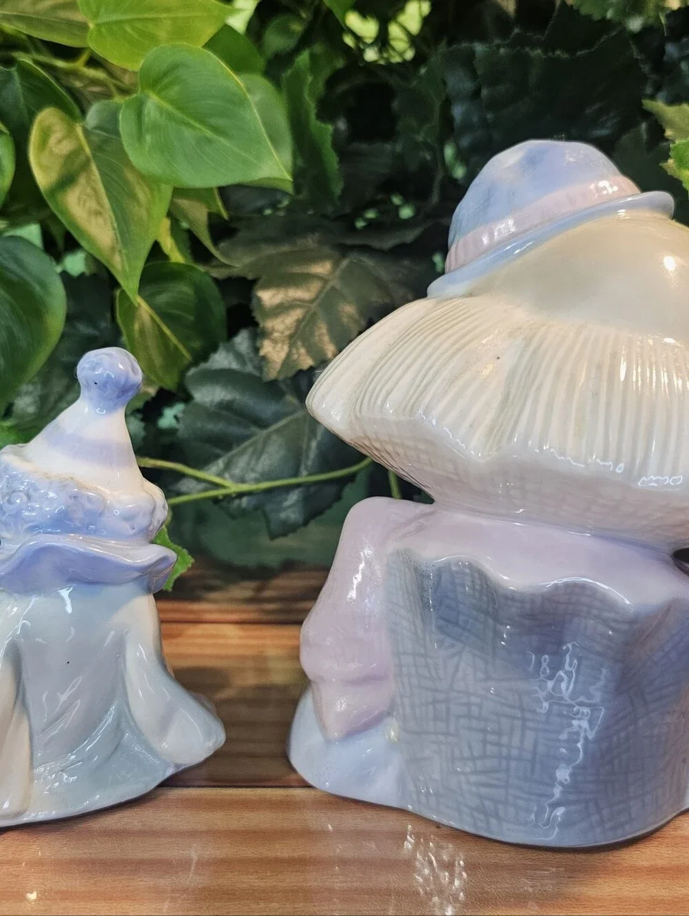 Vintage Pastel Porcelain Clown Figurines Lot of 2 Large Clown Bust & Seated Clow